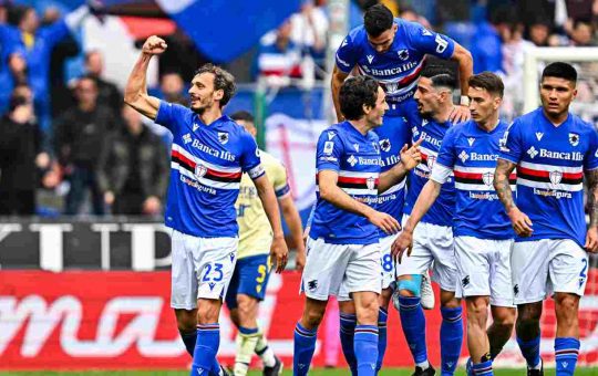 Esultanza giocatori Sampdoria